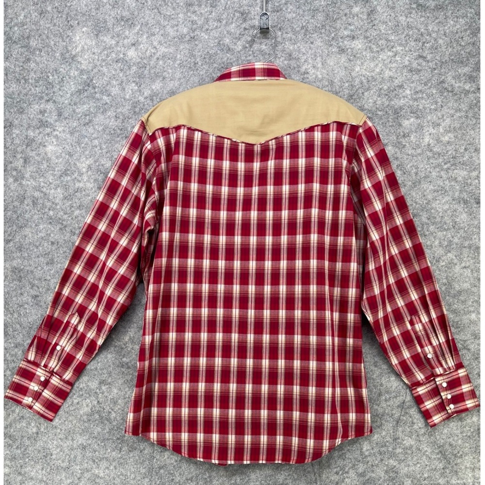 Roper Western Shirt Men L Red Plaid Embroidered Yoke Pearl Snap Smile Pocket NEW - Picture 6 of 15